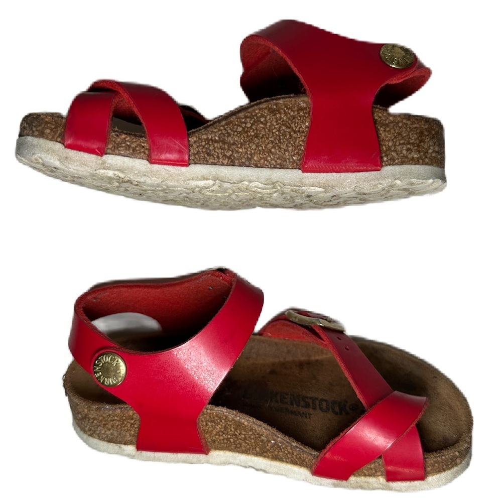 Birkenstock Sandals Red Toddlers Size 24 Toe Loop Adjustable Strap Summer Sun